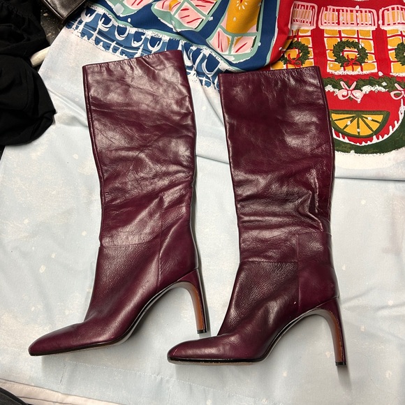 Derek Lam 10 Crosby wine colored square heel knee boots - Picture 2 of 9